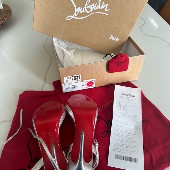 Christian Louboutin Queen 100 nappa laminata silver - Picture 9 of 11